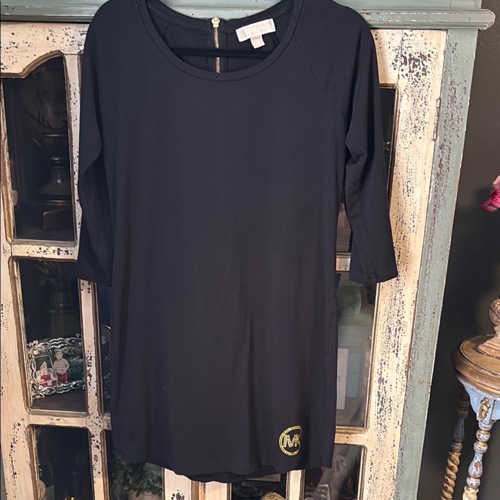 Michaels Kors Black Fitted 3/4 Sleeve Tunic Top